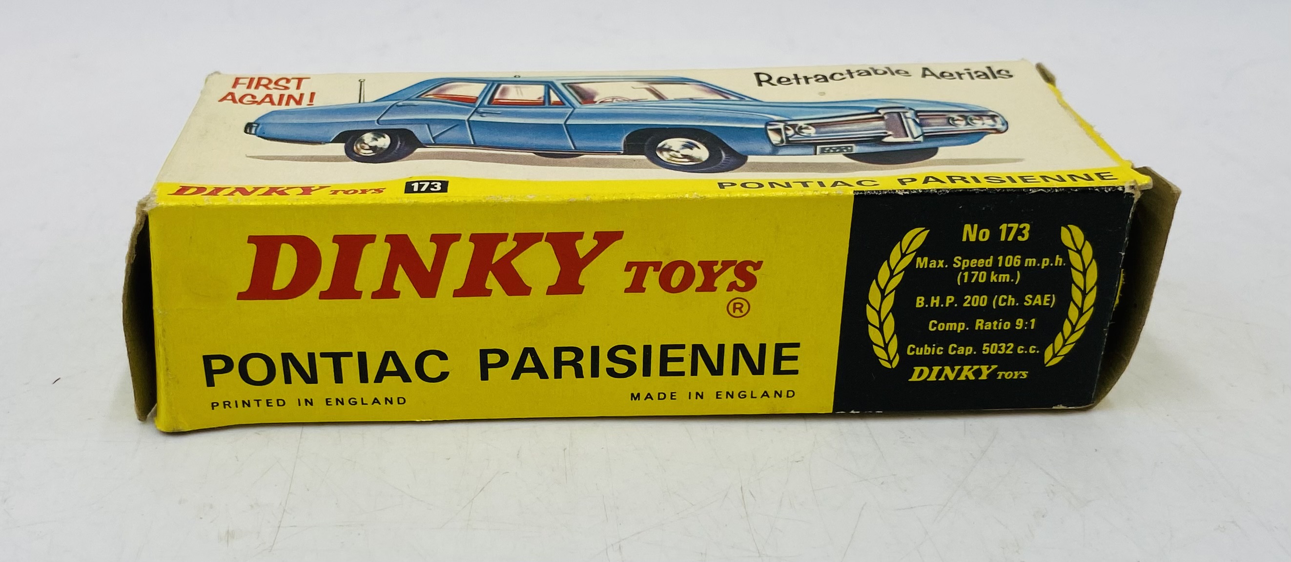 A vintage boxed Dinky Toys Pontiac Parisienne die-cast car in metallic red with a yellow interior ( - Image 7 of 7