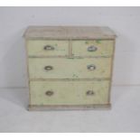 A painted pine chest of four drawers - length 91cm, depth 45cm, height 83cm