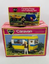 A boxed vintage Pedigree Sindy Caravan, along with a Sindy Camping Buggy with Foldaway Tent -