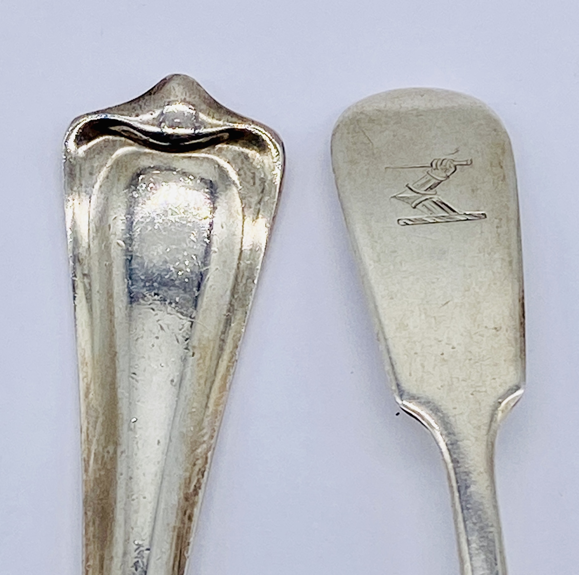 An Exeter silver stilton scoop dated 1851 by John Stone along with another silver stilton scoop by - Image 2 of 2