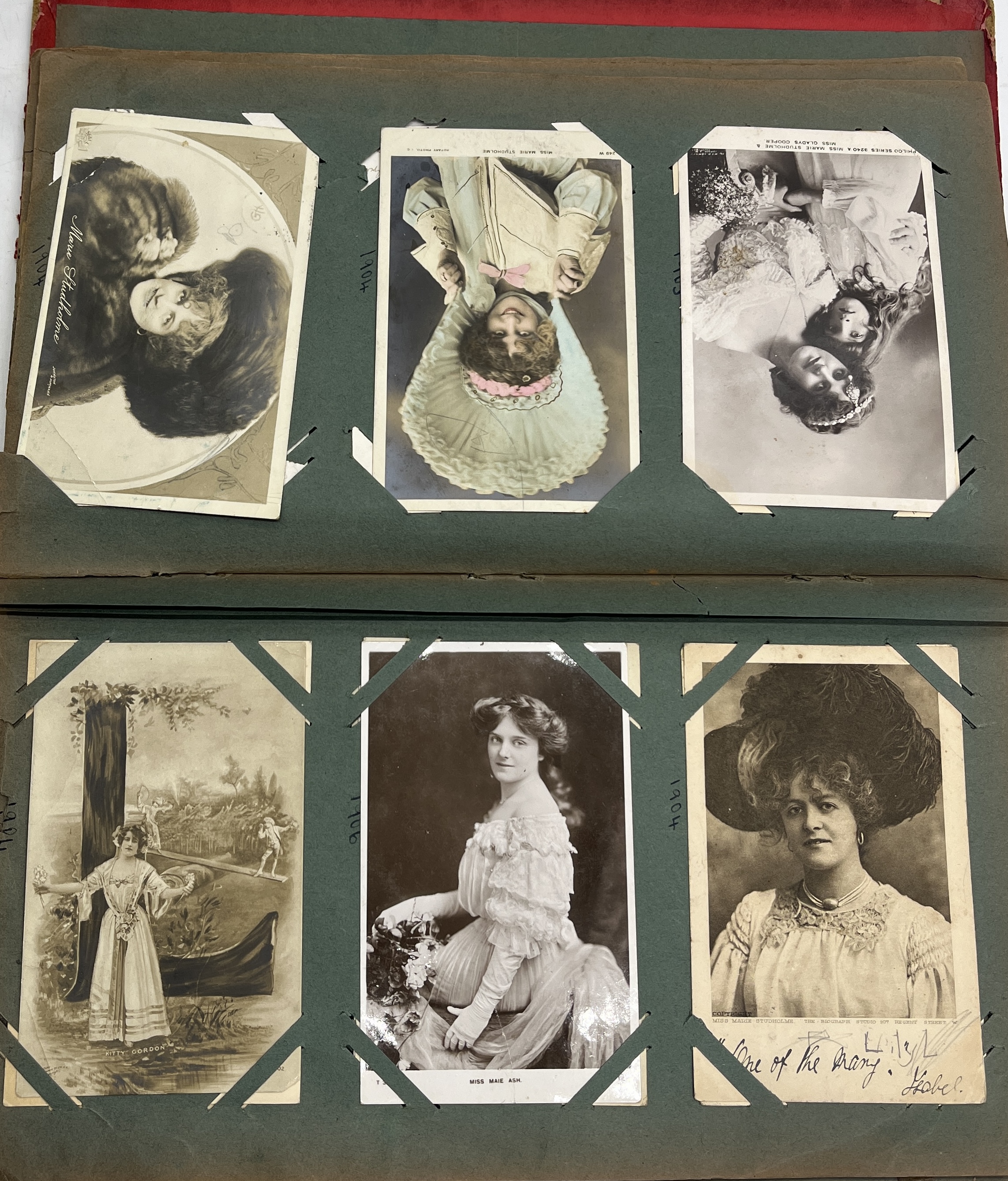 A album of vintage postcards including numerous early 20th century actresses, embroidered Sweetheart - Image 9 of 21