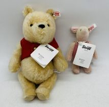 A vintage unboxed Steiff "Winnie The Pooh" teddy bear (height 26cm), along with a Steiff Piglet (