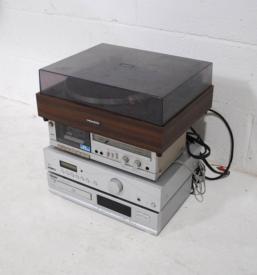 A vintage stacking hi-fi system, comprising a Pioneer PL-12D belt-drive turntable, Sharp RT-12 - Image 5 of 14