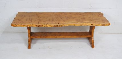 A live edge burr elm coffee table - length 140cm, depth 53cm, height 44cm