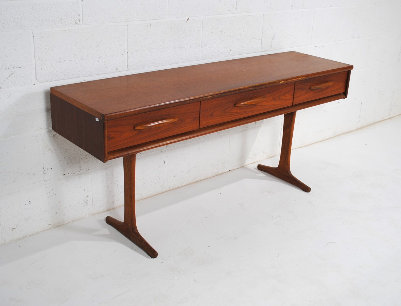 A G Plan 'Fresco' console table by Victor Wilkins, with three drawers - length 154cm, depth 42. - Image 3 of 6