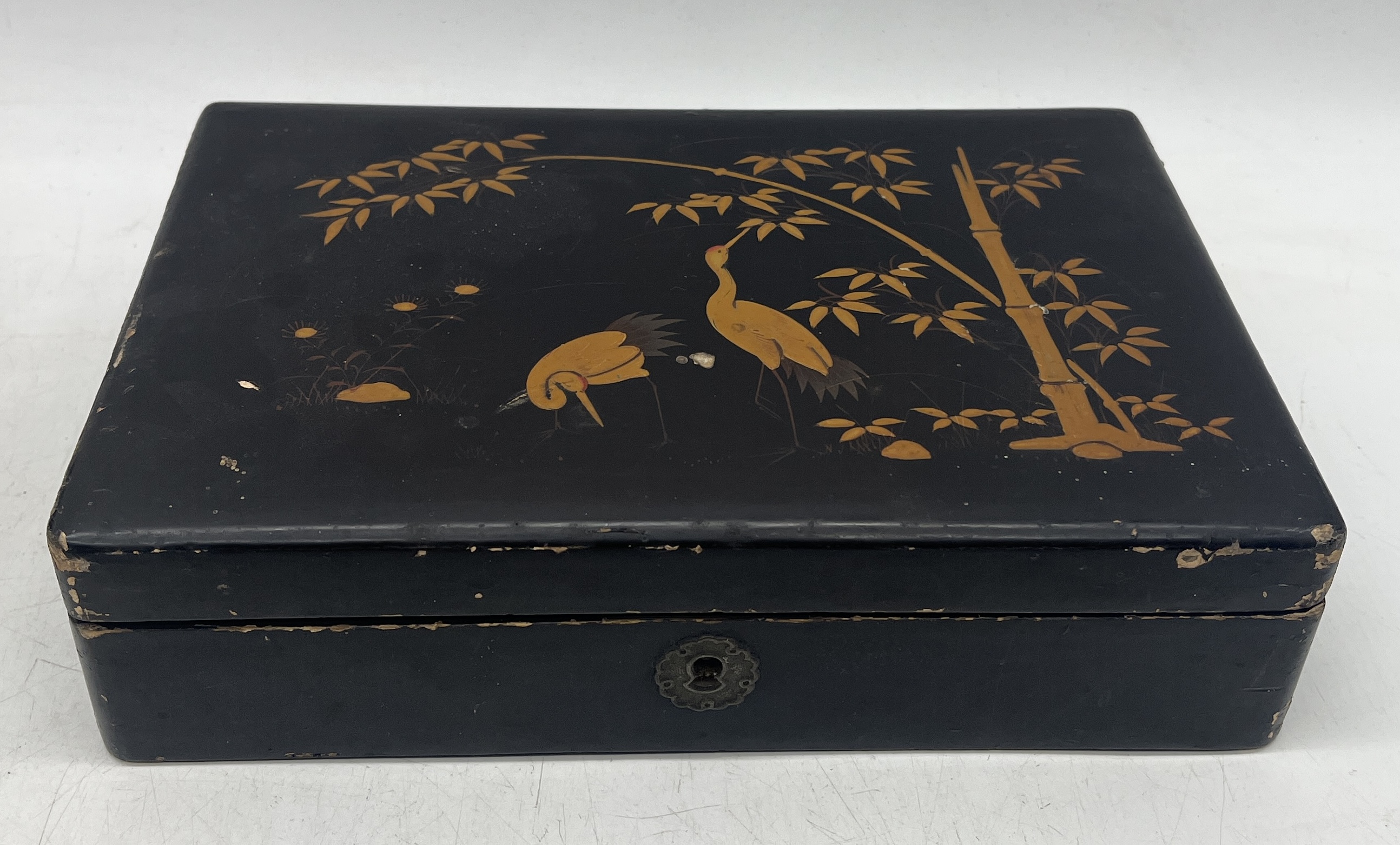 A collection of Eastern boxes including Lacquer ware Japanese tin etc. - Image 3 of 7