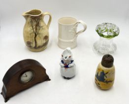 A small collection of glass, china etc. including Leedsware tankard