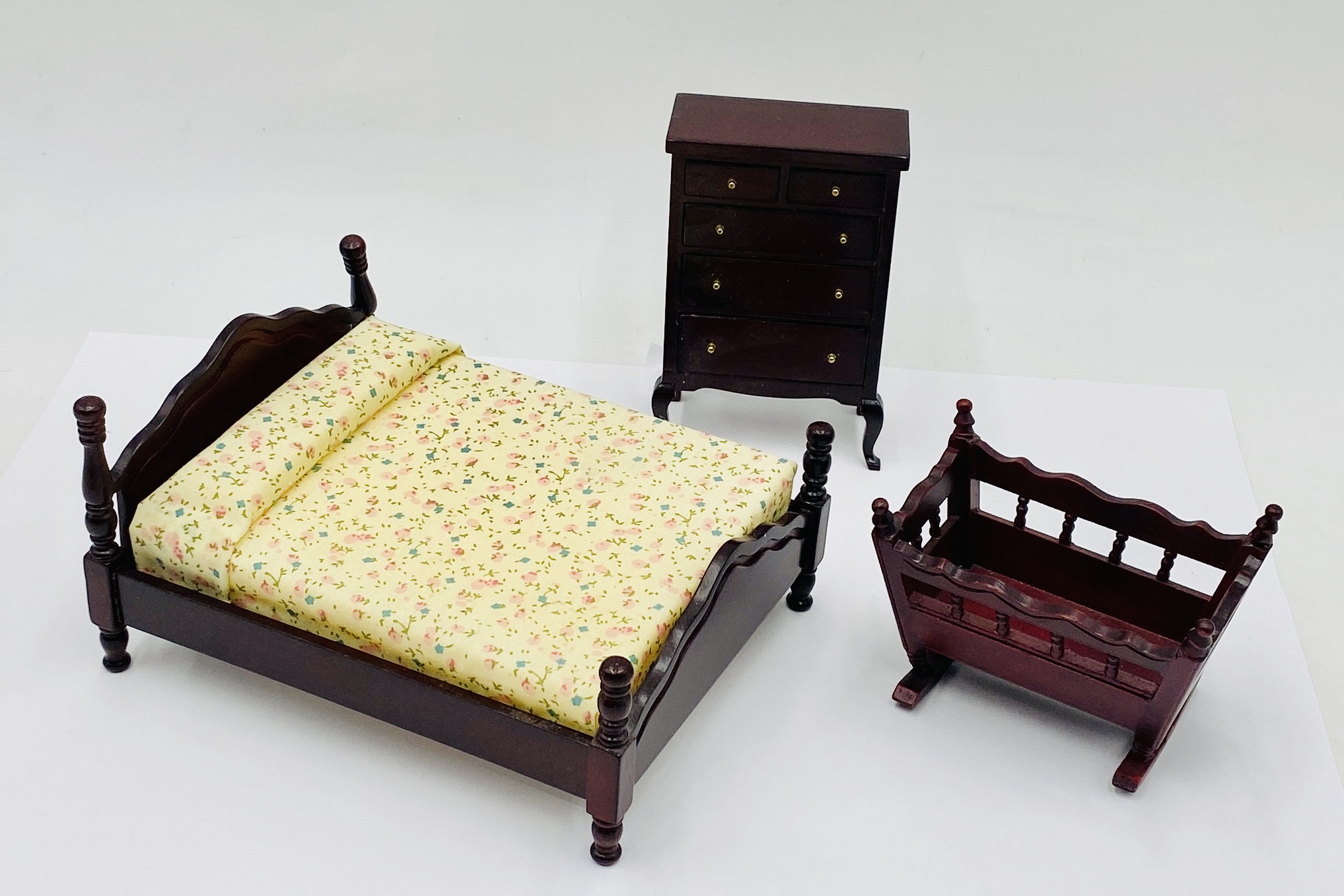 A collection of dolls house furniture including a floral three-piece suite, dining table and chairs, - Image 4 of 6