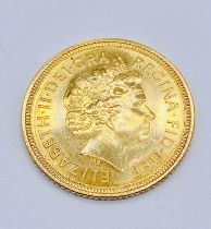 A cased 2001 half sovereign