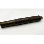 A leather bound brass single draw night-and-day telescope, marked for J.J. Cutts, London