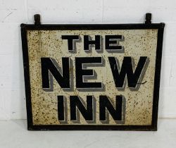 A Vintage cast metal double sided pub sign "The New Inn" height 70 cm width 86 cm.