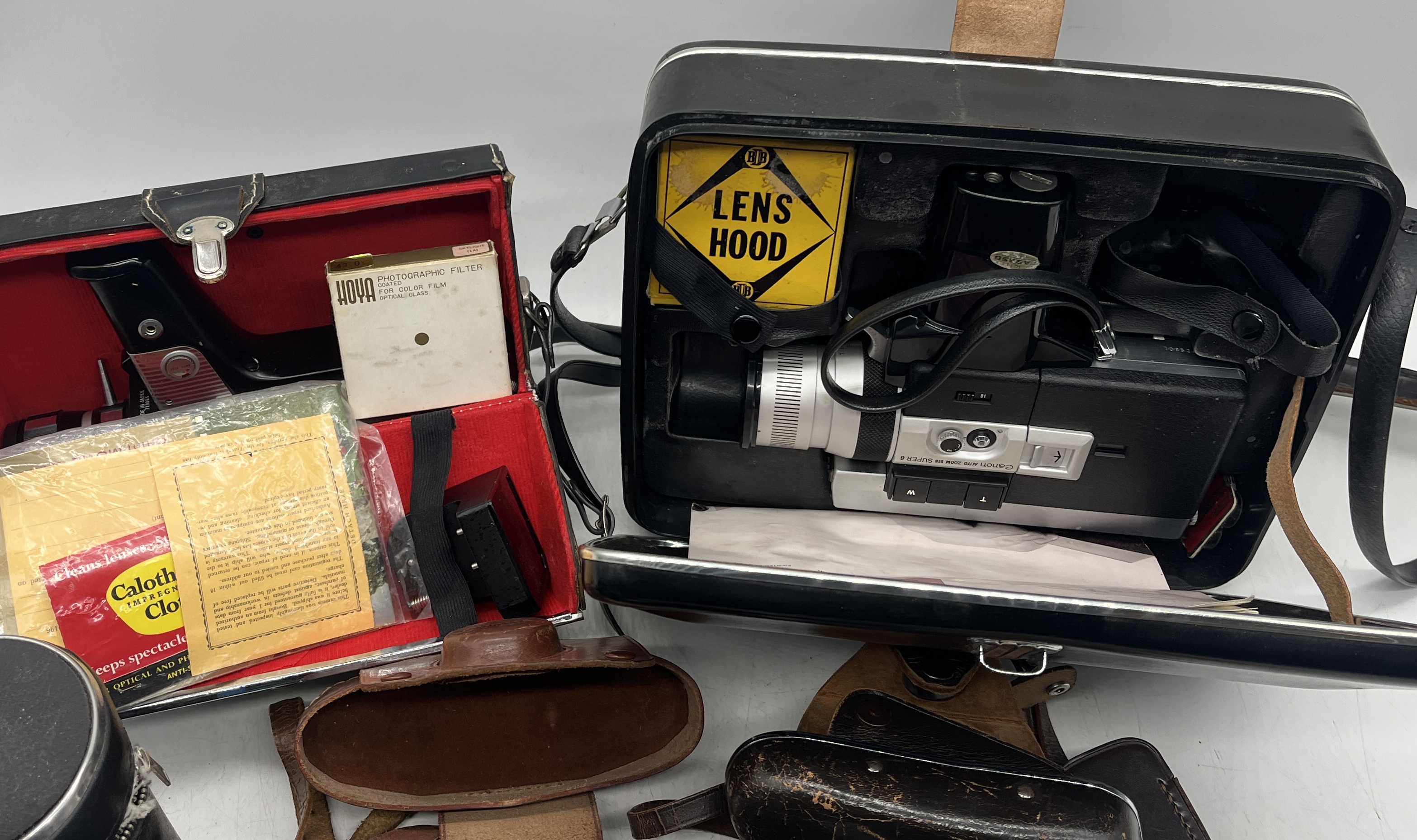 A collection of various vintage cameras and video cameras with accessories including Canon Super - Image 2 of 5