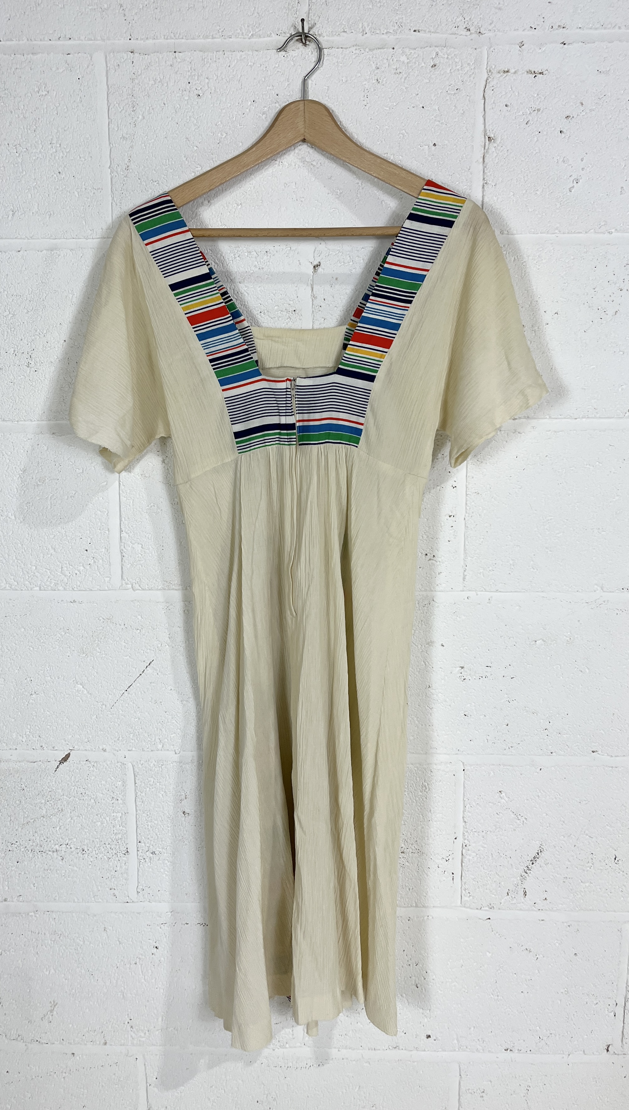 Three vintage 1970's full length dresses including an Earlybird prairie dress, Mister Ant striped - Image 8 of 12