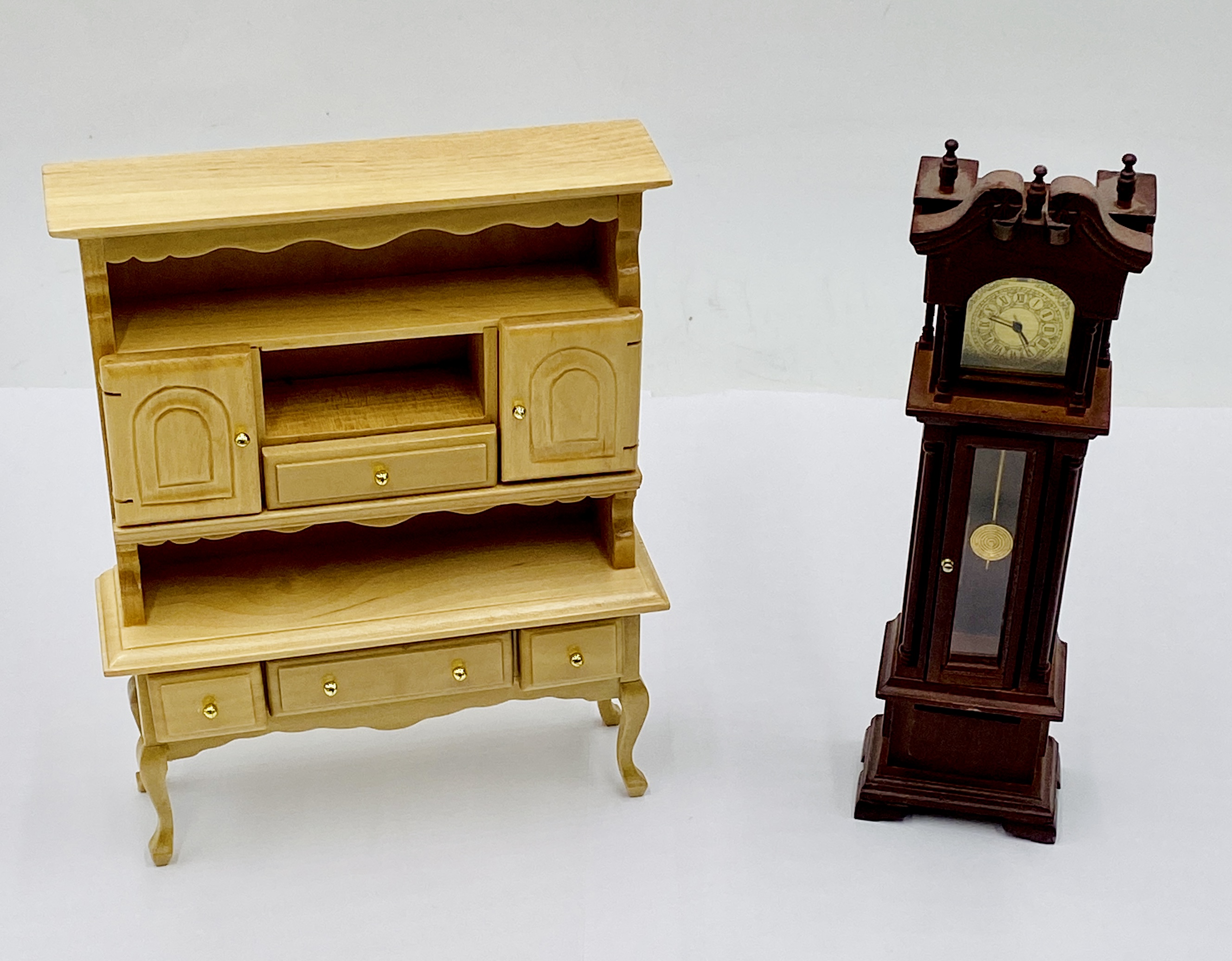 A collection of dolls house furniture (mainly mahogany style) including grandfather clock, dining - Image 6 of 8