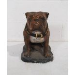 A painted reconstituted stone figure of a bulldog - height 44cm