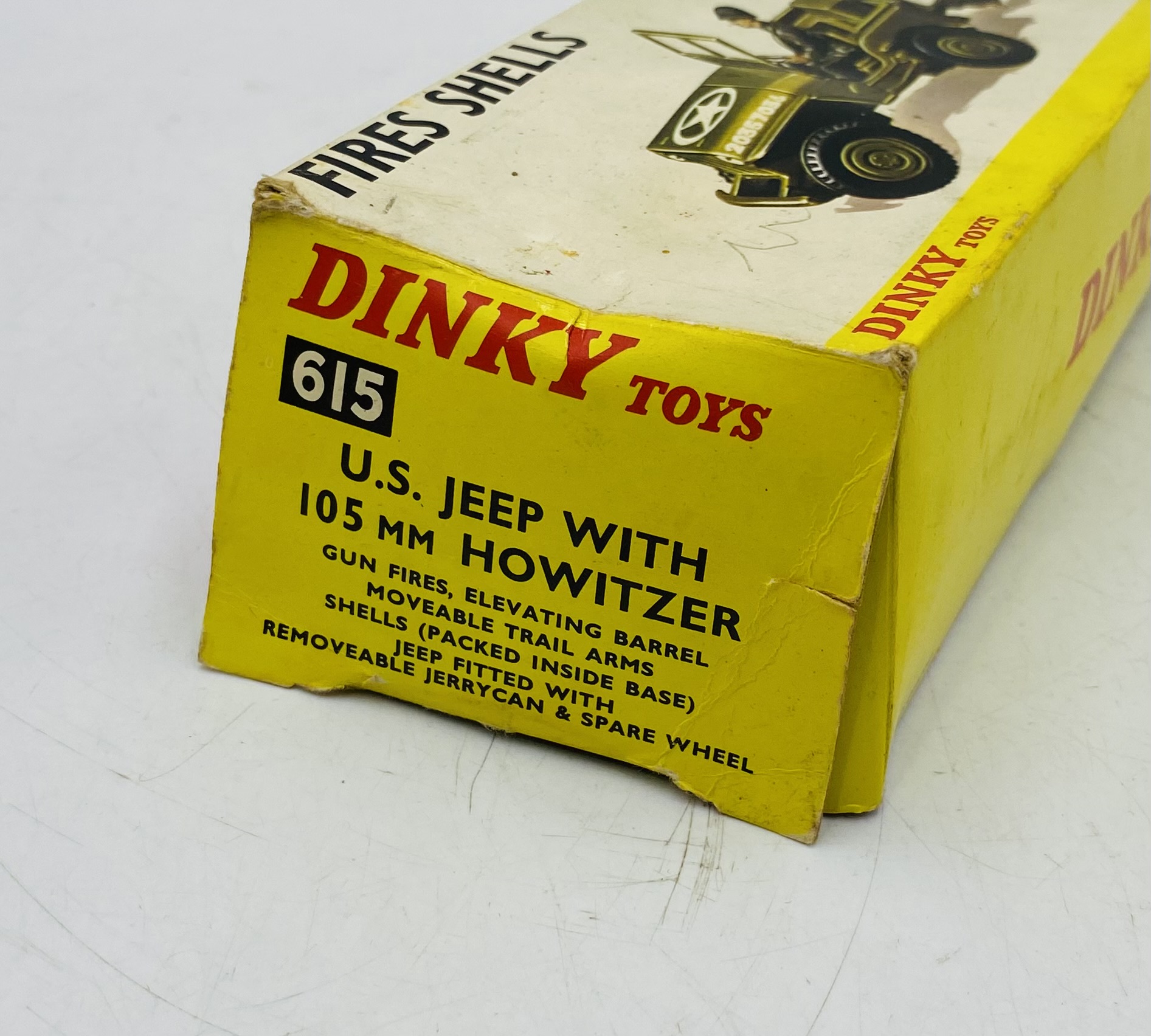 A vintage boxed Dinky Toys "U.S. Jeep with 105 MM Howitzer" with shell firing die-cast model (No - Image 9 of 10