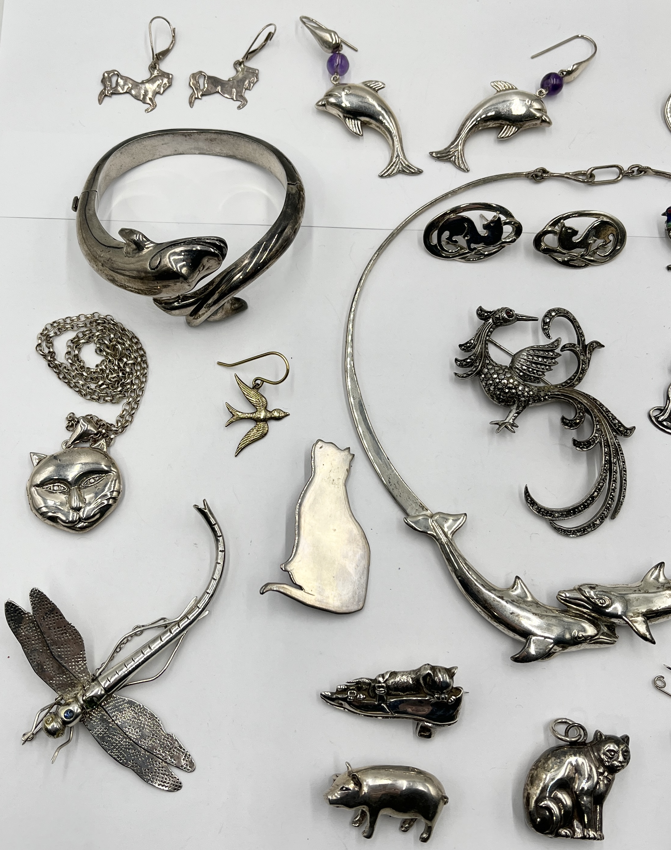 A collection of 925 silver and similar jewellery all animal themed - Image 4 of 4