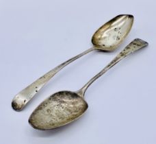 A pair of Georgian hallmarked silver spoons hallmarked for Exeter 1798, weight 105.4g (1 A/F)