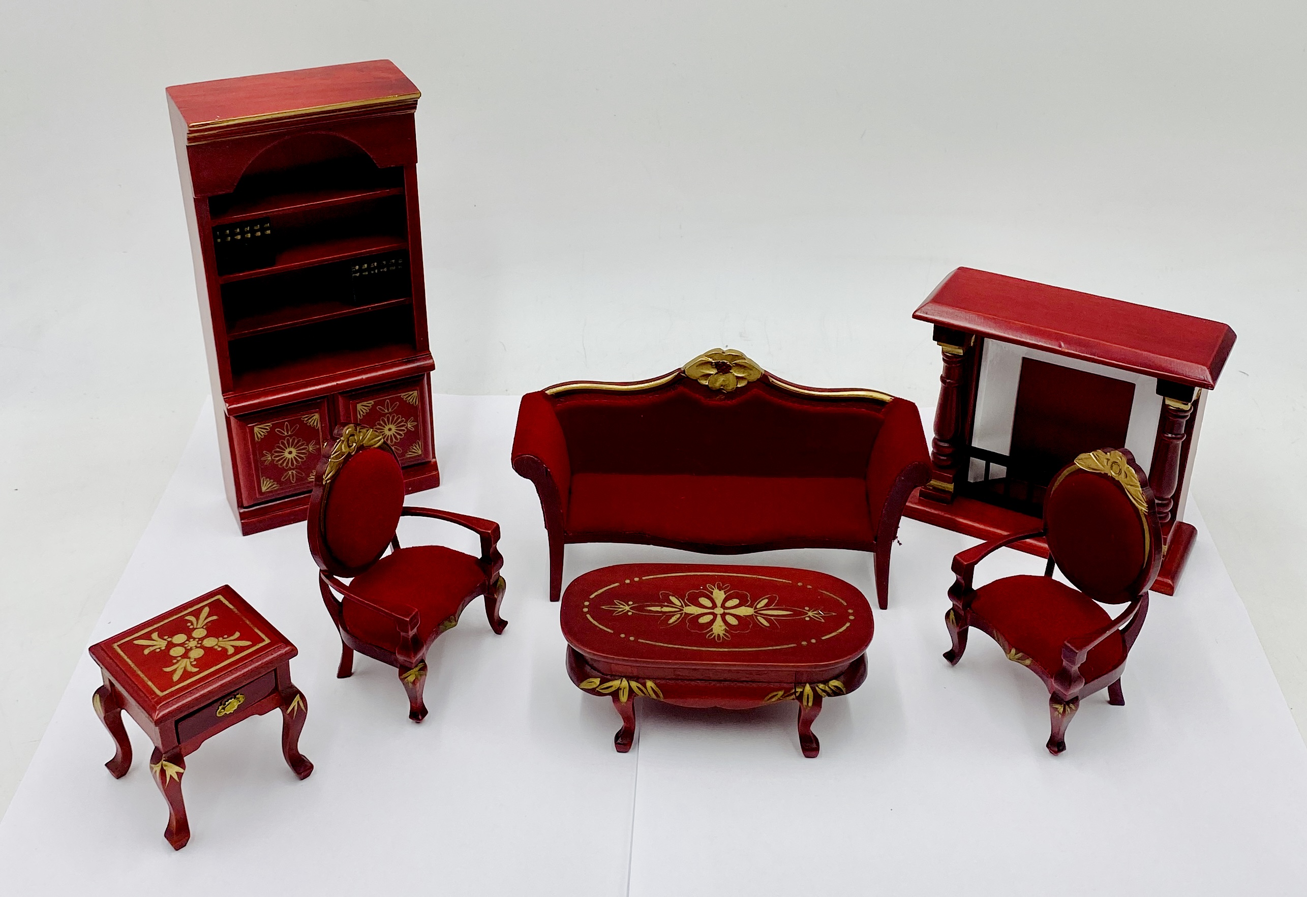 A collection of dolls house furniture (mainly mahogany style) including grandfather clock, dining - Image 8 of 8