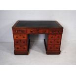 A Victorian mahogany kneehole desk, with nine drawers with turned handles - some attention