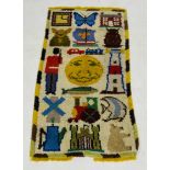 A vintage children's wool rug depicting animals/tots etc.