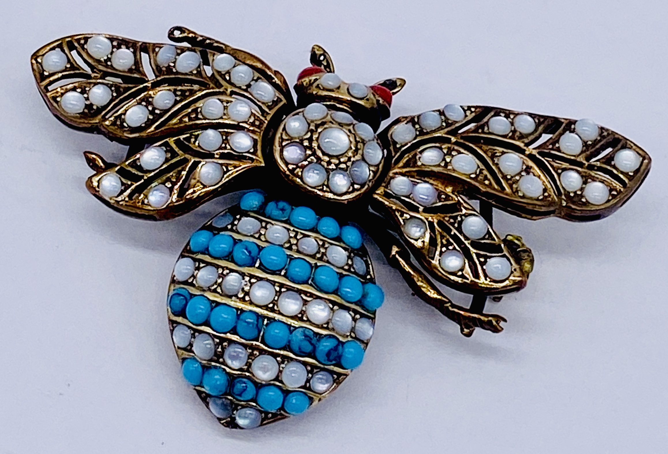 Five vintage insect brooches including a 925 silver bee brooch - Image 4 of 6