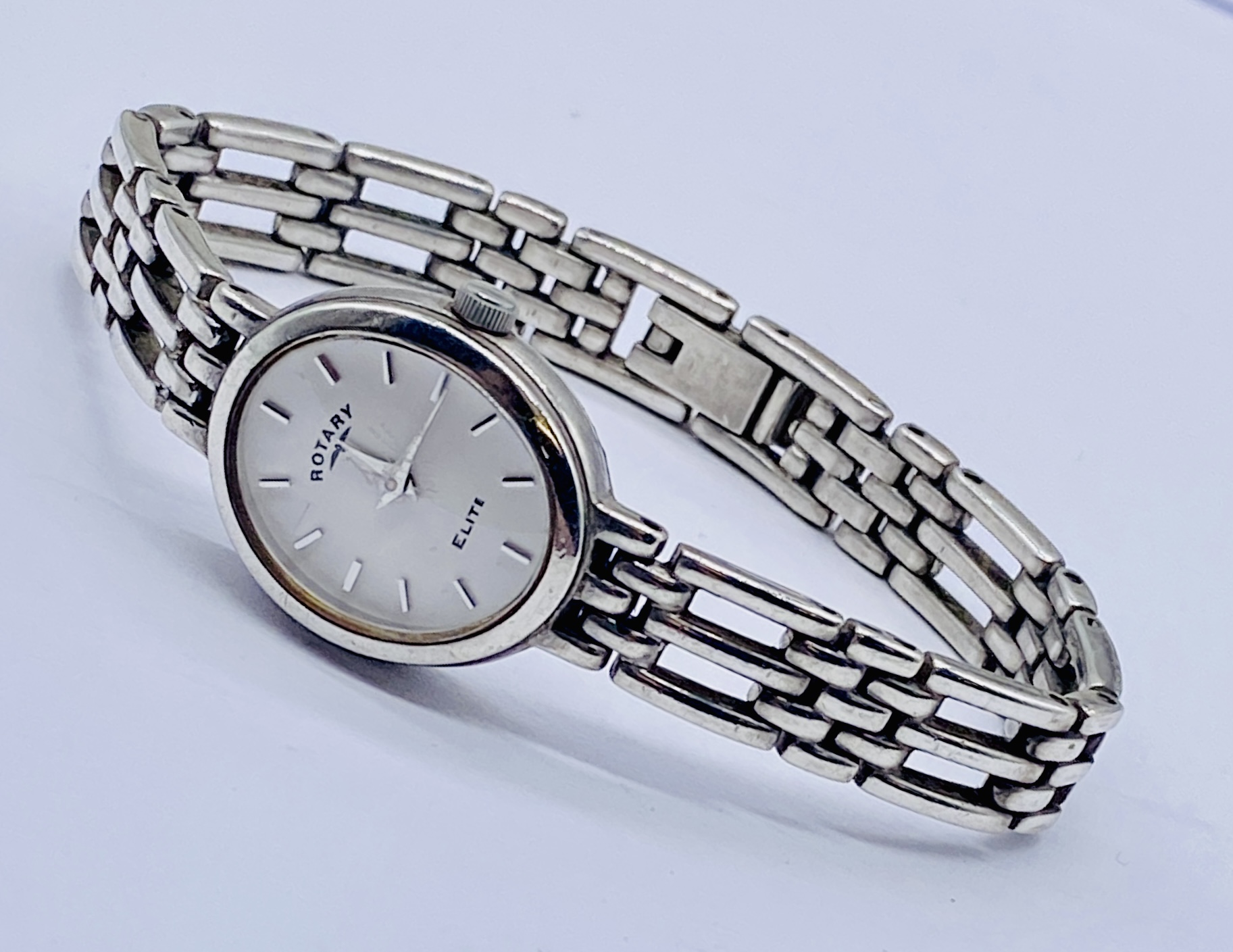 A ladies Rotary Elite Sterling silver wristwatch along with a matching bracelet - Image 2 of 3