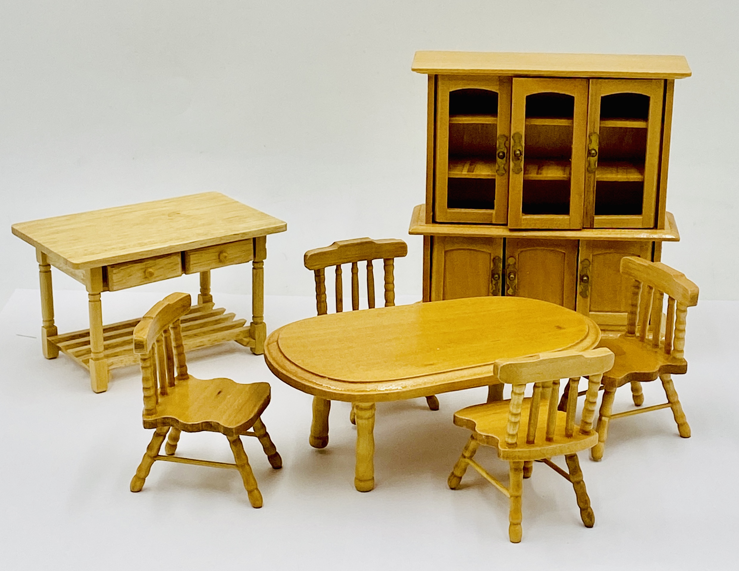 A collection of dolls house furniture including a floral three-piece suite, dining table and chairs, - Image 2 of 6