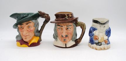 Two Royal Doulton character jugs - 'Pied Piper' and 'Compleat Angler', along with one other