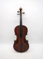 An unnamed antique violin - length 64.5cm
