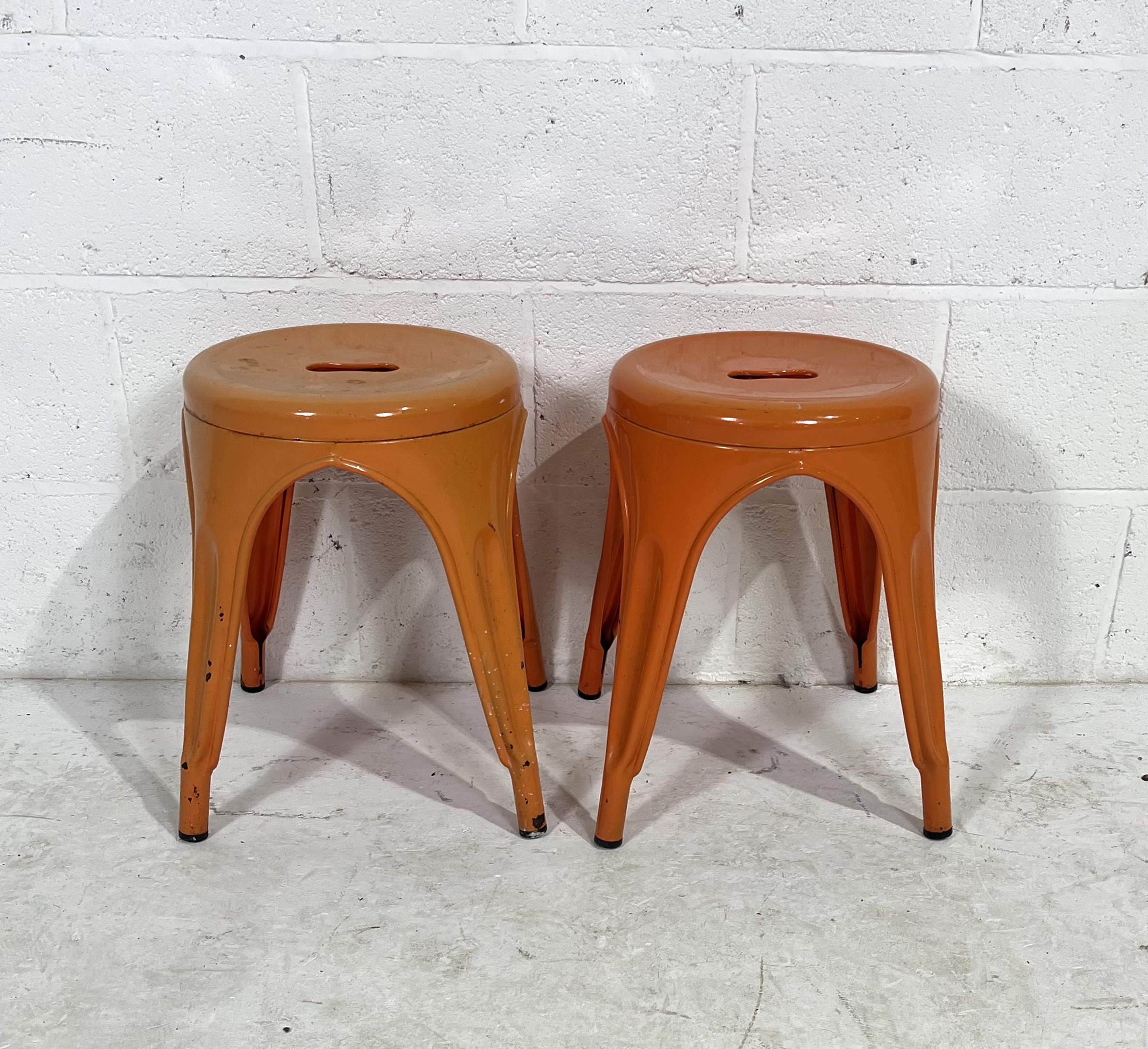 A near pair of retro style bistro metal stools, height 45cm. - Image 5 of 5