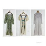 Three vintage 1970's full length dresses including an Earlybird prairie dress, Mister Ant striped