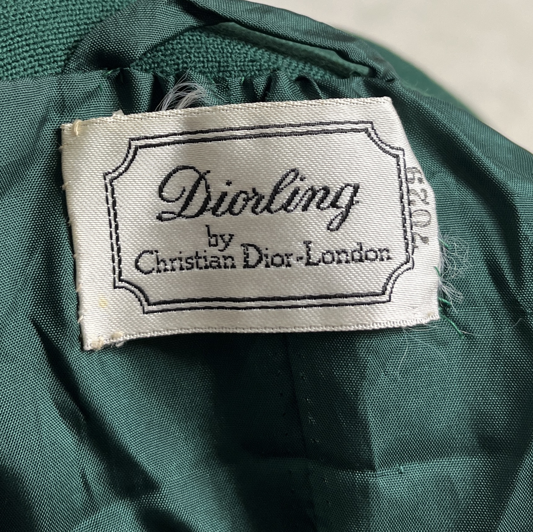 A vintage 1960's Christian Dior "Diorling" dress and jacket set, fully lined in emerald green - Image 2 of 3