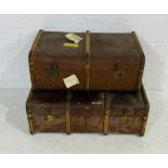 Two vintage luggage trunks, one by Dixon & Co (Kensington) - smallest one A/F
