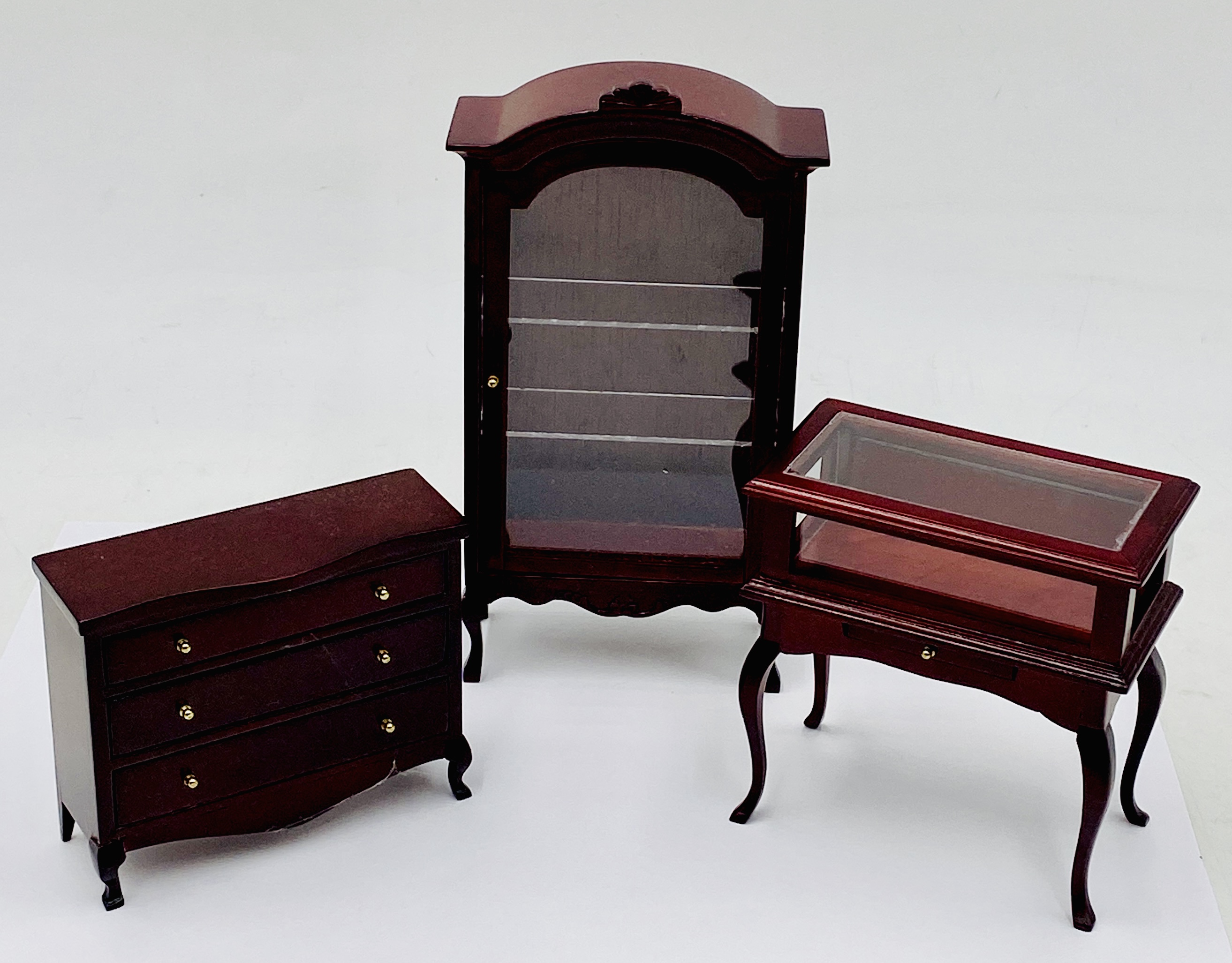 A collection of dolls house furniture (mainly mahogany style) including grandfather clock, dining - Image 3 of 8