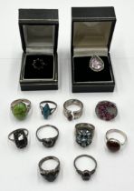 A collection of 925 silver rings