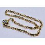 A Victorian tested 9ct gold necklace set with turquoise, total weight 12.2g