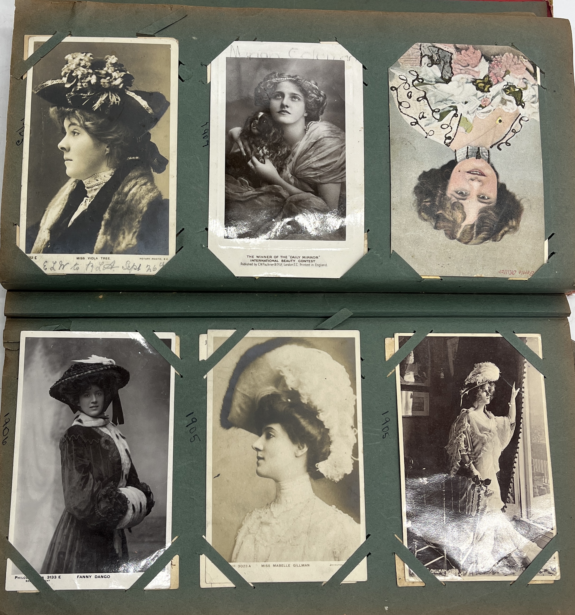 A album of vintage postcards including numerous early 20th century actresses, embroidered Sweetheart - Image 12 of 21