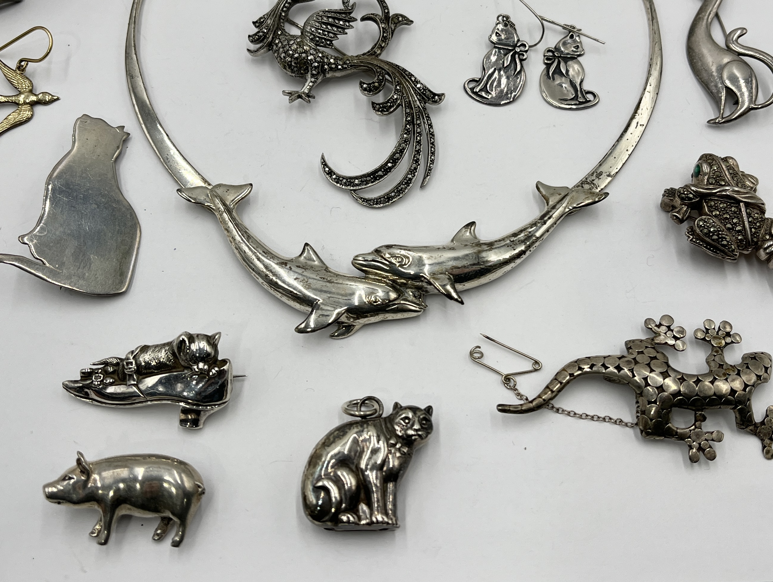 A collection of 925 silver and similar jewellery all animal themed - Image 2 of 4