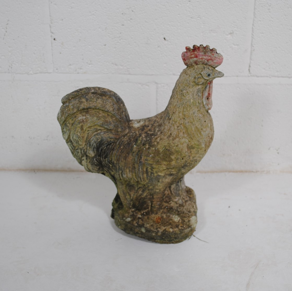 A weathered reconstituted stone garden figure of a cockerel, along with a reconstituted stone garden - Image 7 of 8