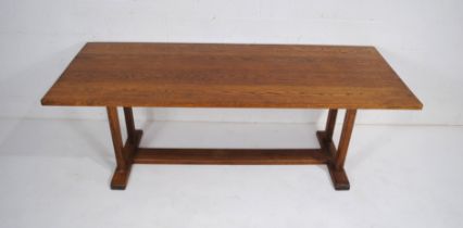 An Arts and Crafts oak refectory table - length 214cm, depth 85cm, height 76cm