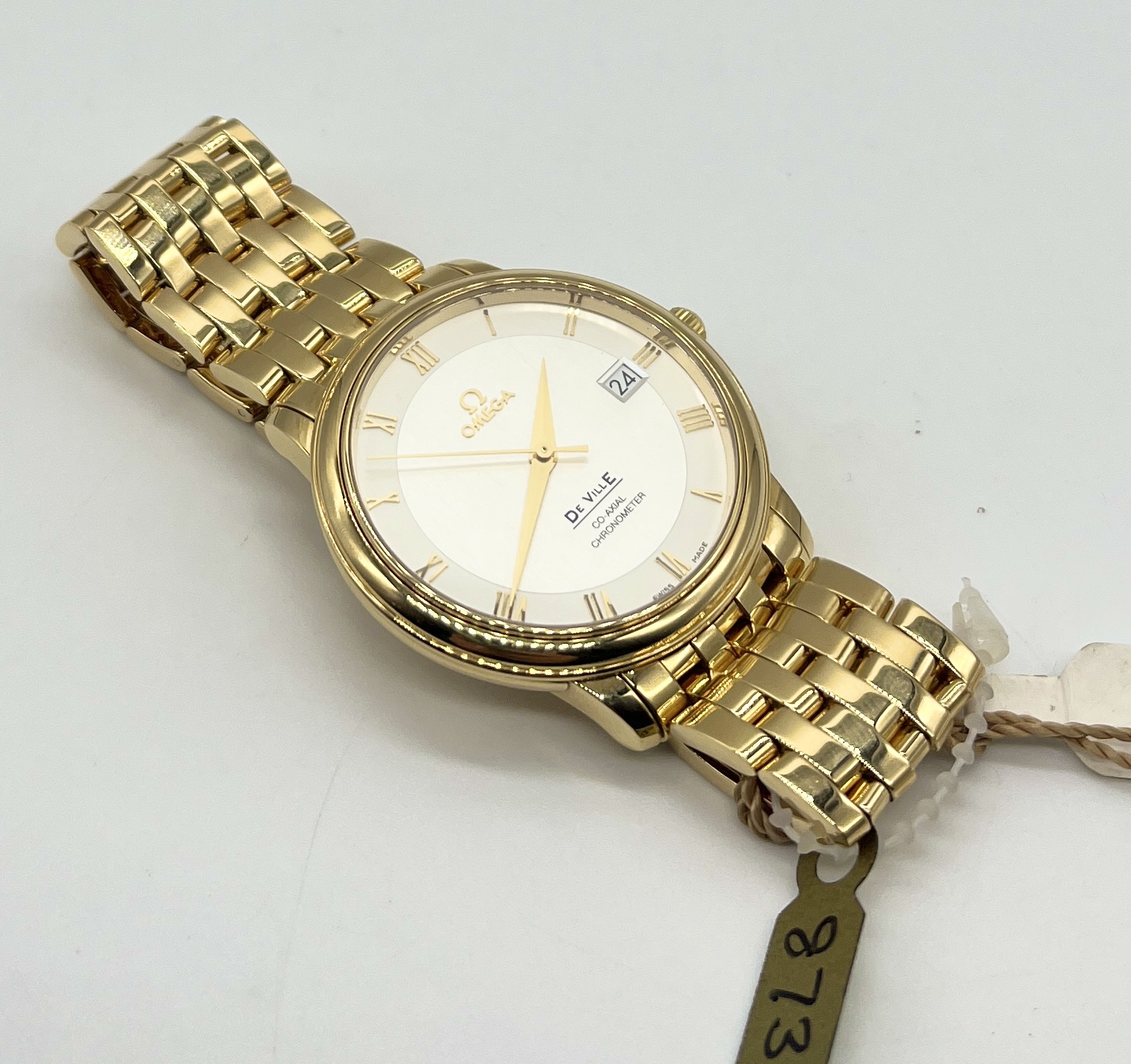 An 18ct gold Omega De Ville Prestige bracelet Co-Axial Chronometer ref 41743100 with date aperture - Image 9 of 11
