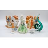 A small collection of ceramics and glassware, including Royal Doulton, Royal Worcester, Coalport,