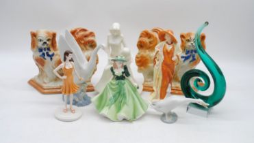 A small collection of ceramics and glassware, including Royal Doulton, Royal Worcester, Coalport,