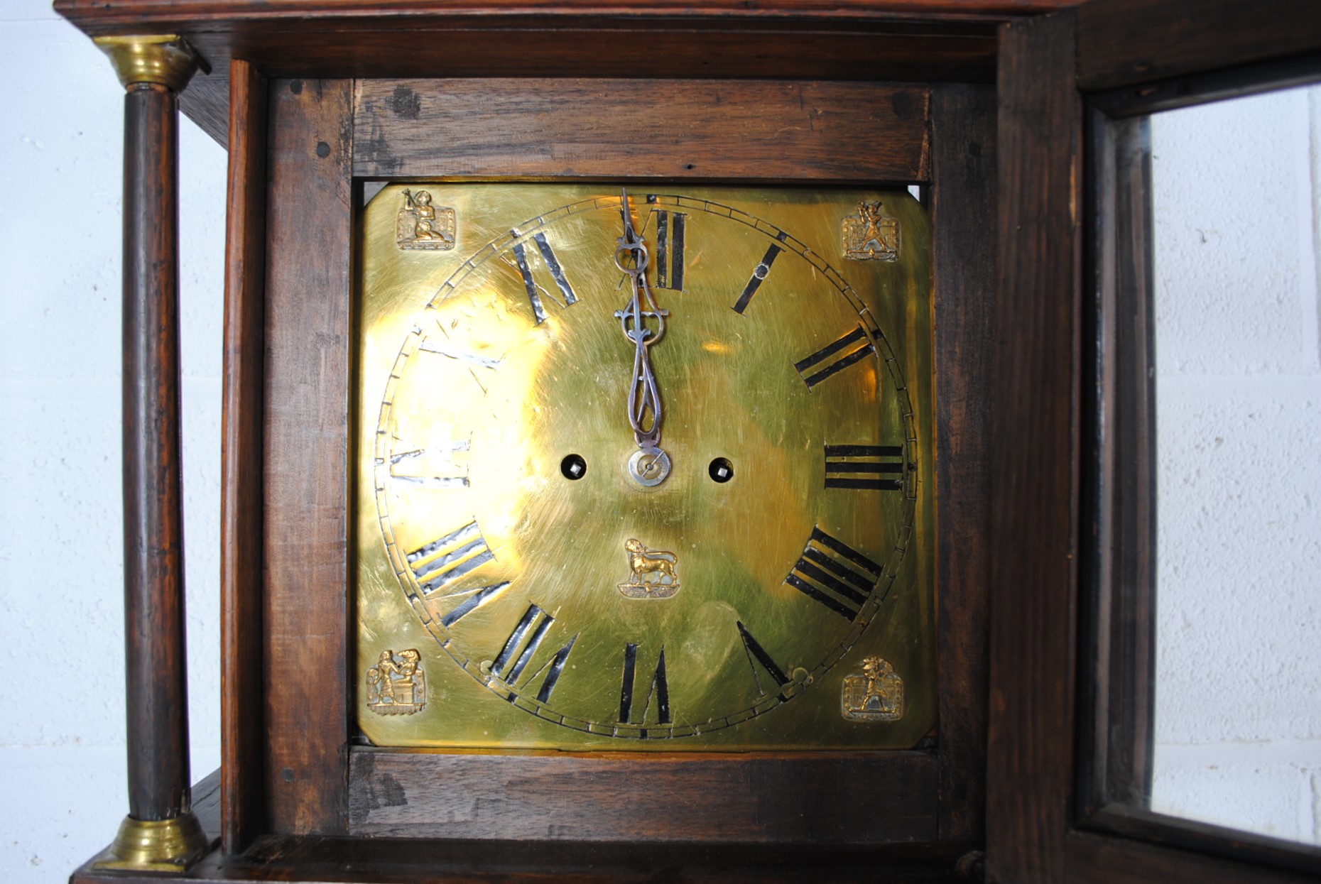 A Georgian oak chiming longcase clock, with brass dial decorated with Egyptian motifs, with fusee - Image 6 of 16