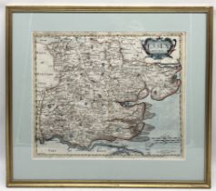 An antique framed map of Essex by Robert Morden sold by A. Swall & A. Churchill & Partners along