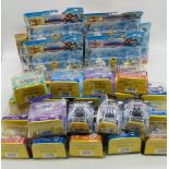 A collection of Skylanders SuperChargers vehicles by Activision including triple action packs, Sky