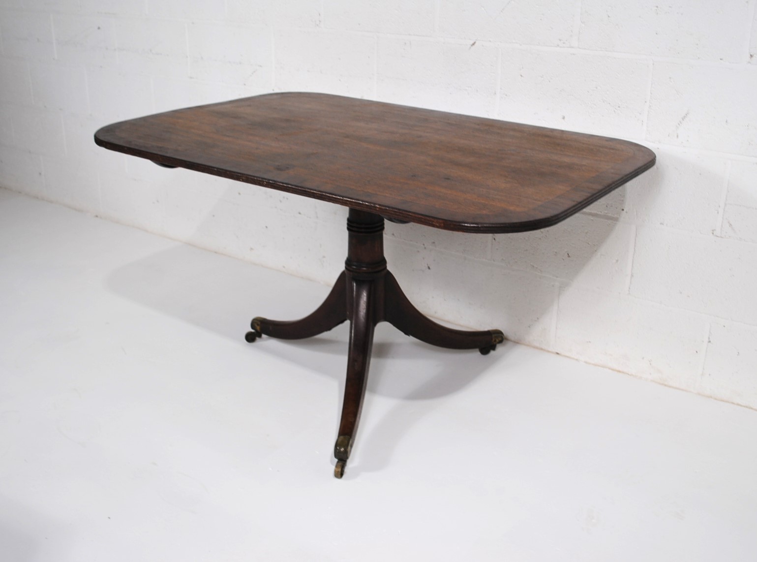 A Georgian mahogany rectangular tilt-top tripod table, with reeded edge - length 132cm, depth 87. - Image 3 of 5