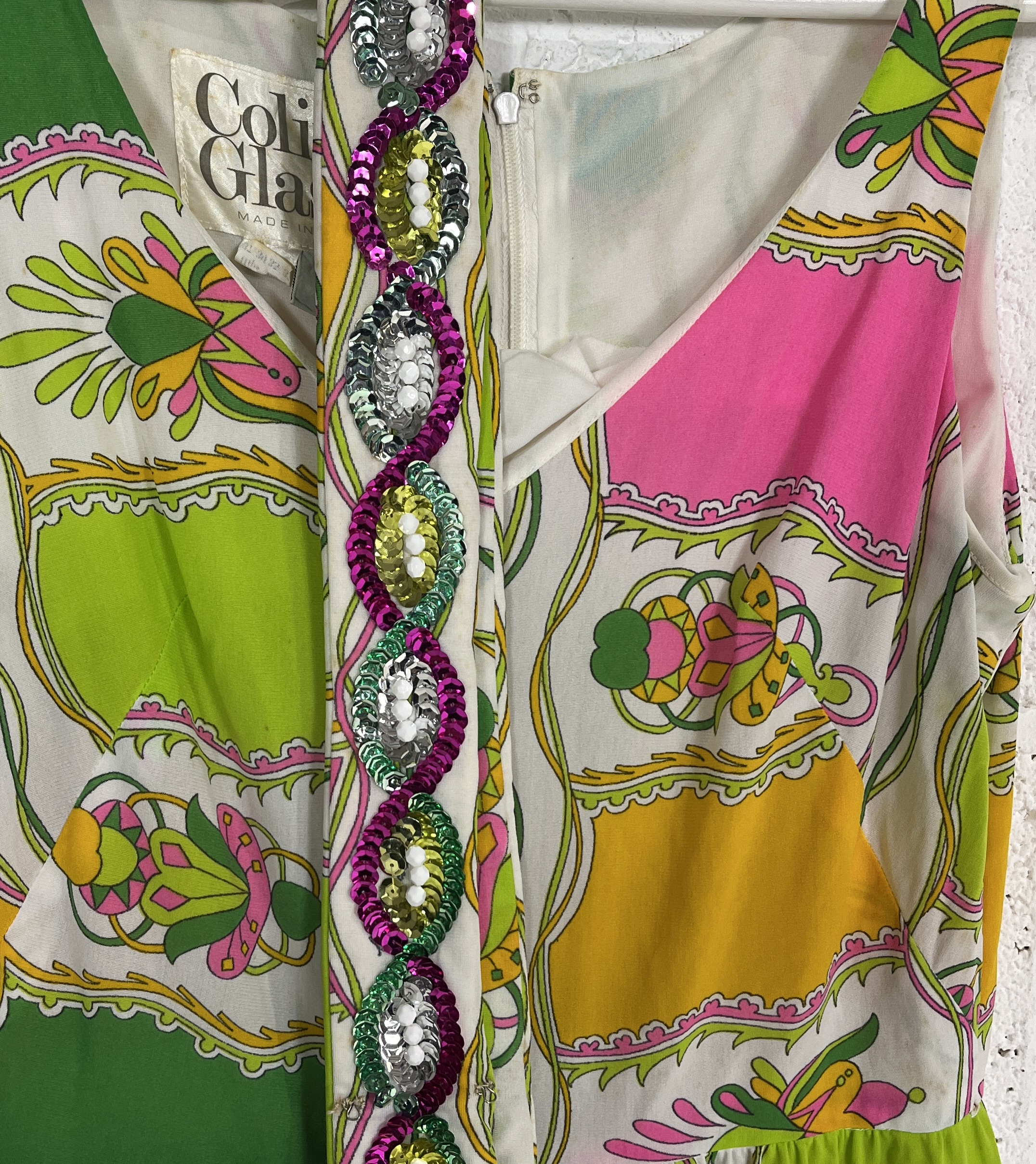 A vintage 1970's jumpsuit by Colin Glascoe with brightly coloured floral design - Image 5 of 6