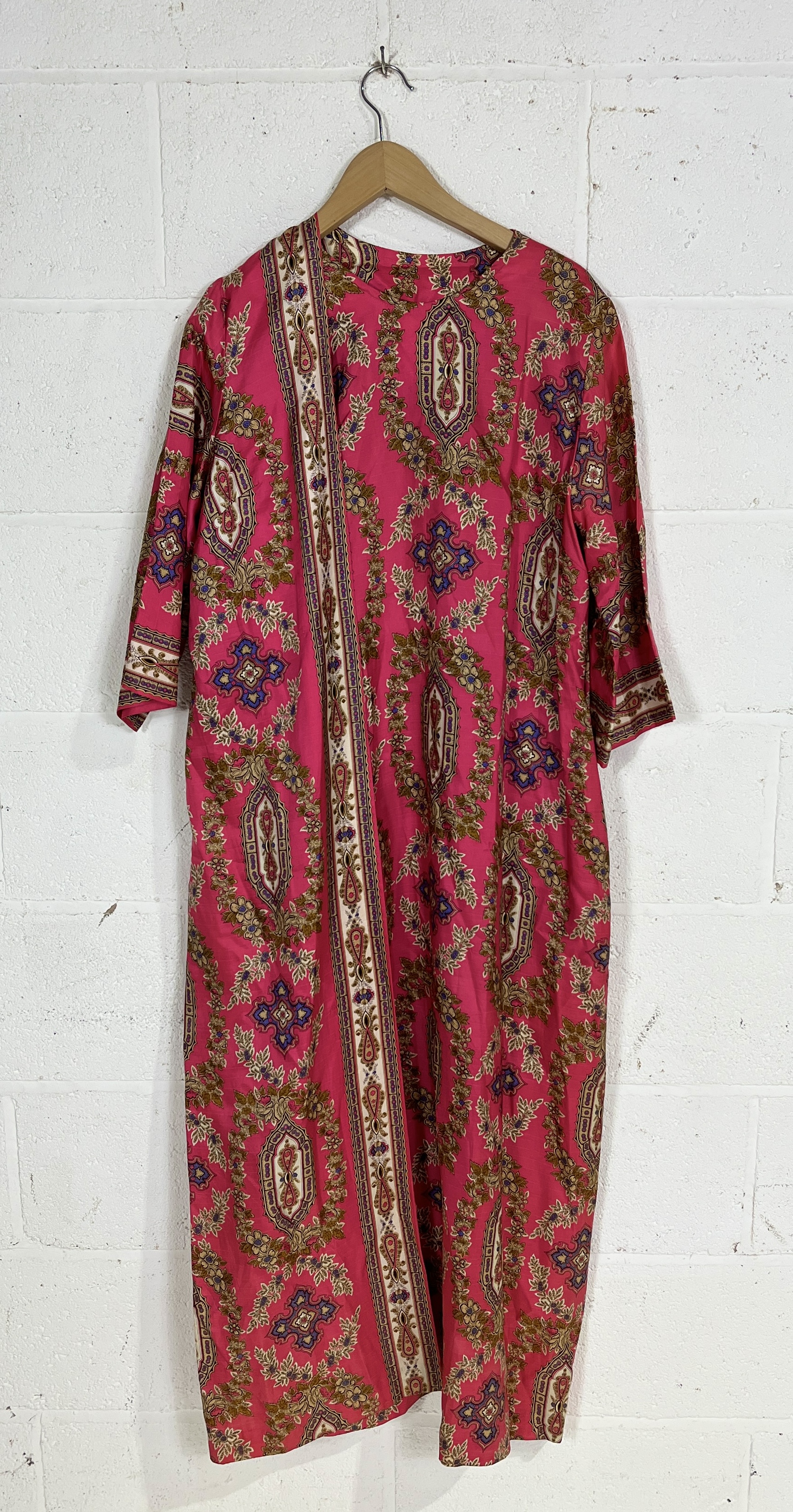 A vintage Harrods pink kaftan with detail Indian style design